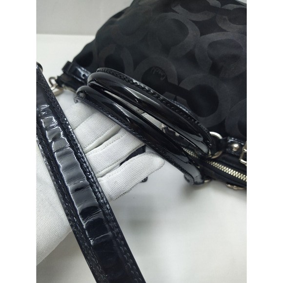 Coach Madison Signature Black Canvas Leather Zip Top Handle Satchel - Picture 7 of 16